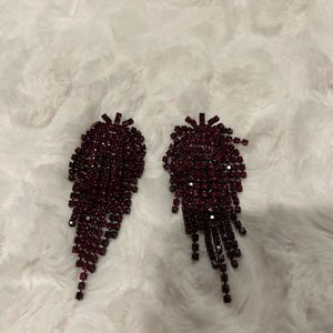 Vintage Red Crystal Drop Waterfall Earrings